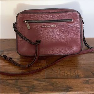 Michael Kors burgundy and black chain shoulder bag